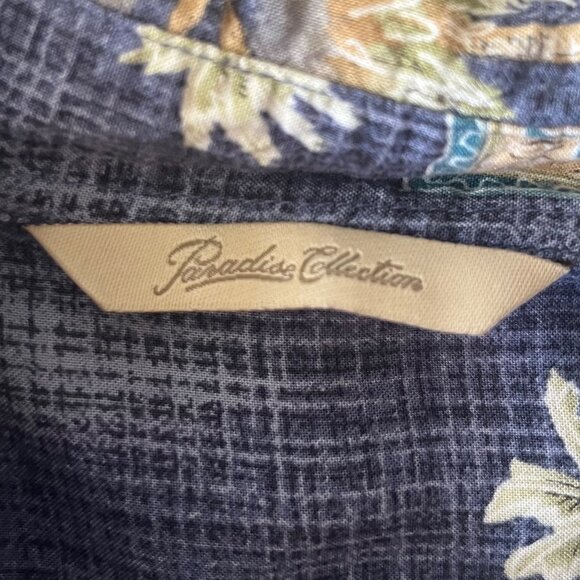 Paradise Collection Hawaiian Shirt Mens Large Blue Tropical Button Front - Picture 6 of 8